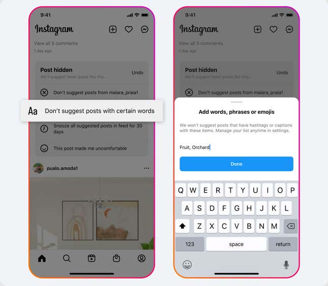 Con la nueva función de Instagram, se puede filtrar mejor lo que ves en la red social