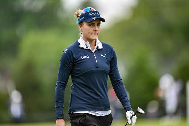Jun 22, 2023; Springfield, New Jersey, USA; Lexi Thompson walks the 4th fairway during the first round of the KPMG Women's PGA Championship golf tournament.
