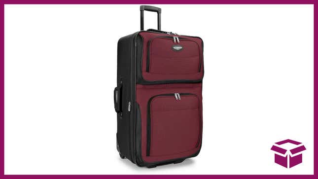 With more space than you’d think and wheels, this suitcase is perfect.