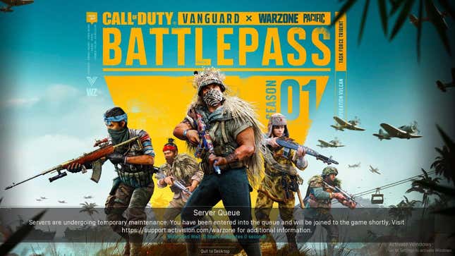 Call of Duty: Warzone freezes on an add for the battle pass while loading. 
