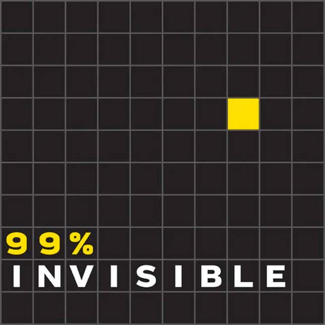 The 99 Percent Invisible podcast logo featuring yellow text on a black background. 