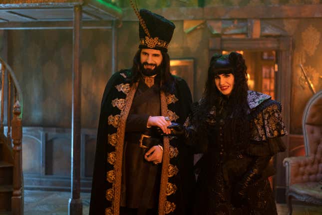 Image of Kayvan Novak and Natasia Demetriou in FX's What We Do In The Shadows