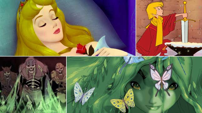 Clockwise L to R: Sleeping Beauty, The Sword In The Stone, Fantasia 2000, The Black Cauldron
All images © Walt Disney Studios
