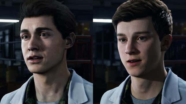 An image shows the original Peter Parker face next to the new face in the Remastered version.