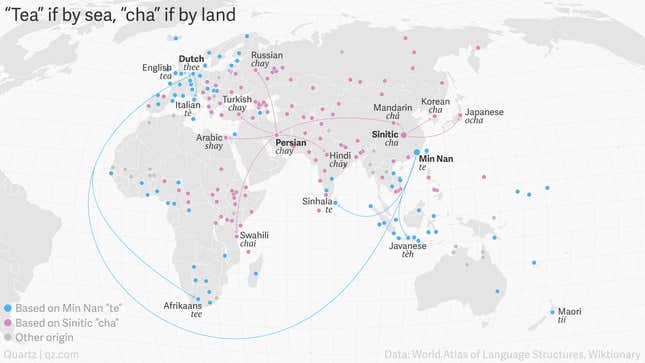 Image for article titled Tea if by sea, cha if by land: Why the world only has two words for tea