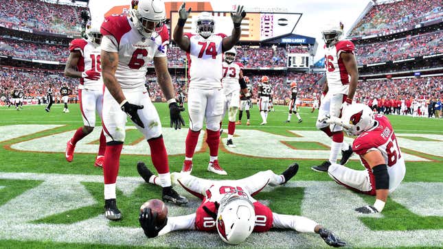 DeAndre Hopkins does a snow angel as the Cardinals trounce the Browns