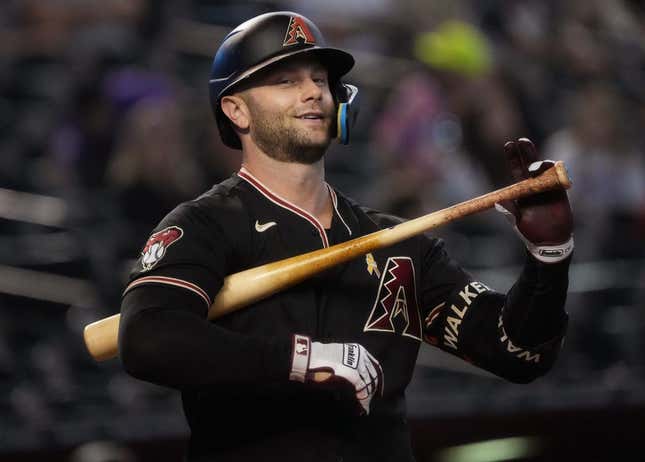 Sep 3, 2023; Phoenix, AZ, USA; Arizona Diamondbacks&#39; Christian Walker (53) reacts to a strike called at the plate against the Baltimore Orioles at Chase Field.