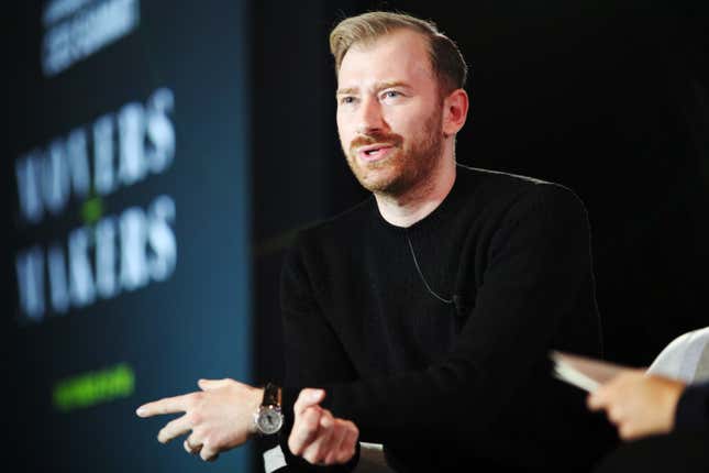 Guram Gvasalia on stage at the WWD Apparel and Retail CEO Summit