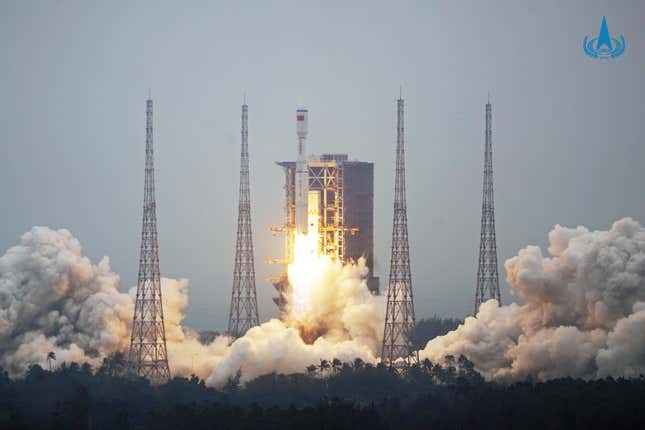 The inaugural launch of China’s Long March 8 rocket, on December 22, 2020. 