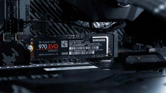 An SSD card is installed in a computer.