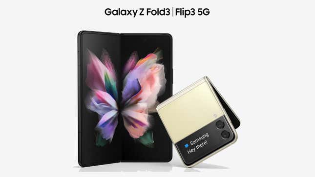 Leaked images of the Samsung Galaxy Z Fold3 and Z Flip3. 