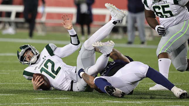 QB Quinten Dormady of the Orlando Guardians, seen here on his ass, allegedly sold plays to other teams.