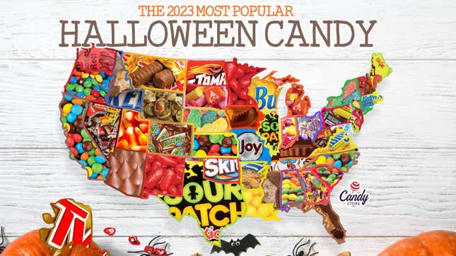 Map of most popular Halloween candy in United States in 2023