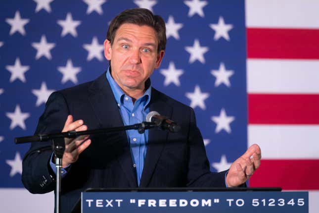 Presidential candidate and Florida Governor Ron DeSantis speaks to a crowd on June 2, 2023 in Gilbert, South Carolina.