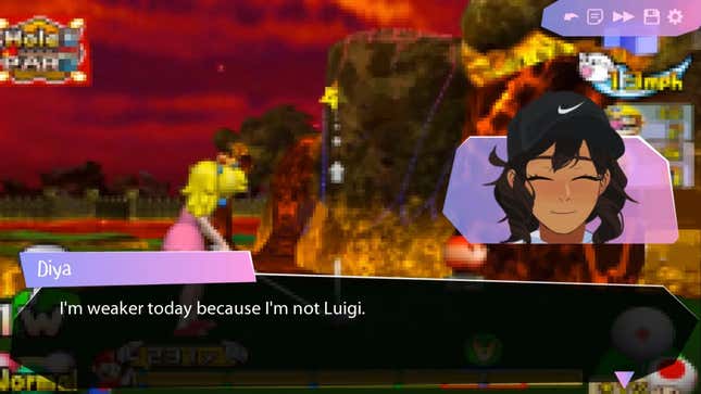 A character compares themselves to Luigi.
