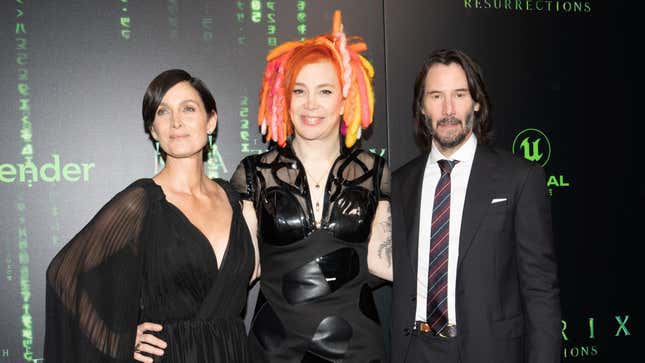 Carrie-Anne Moss, Lana Wachowski, and Keanu Reeves