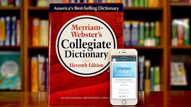  Merriam-Webster’s Collegiate Dictionary and mobile website are displayed.