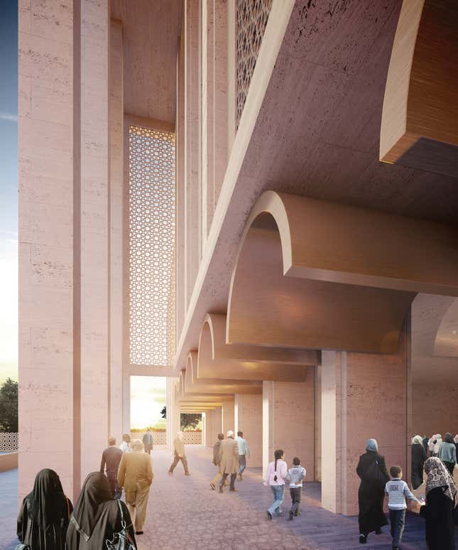 A rendering of how the entrance to the Baitul Futuh will look.