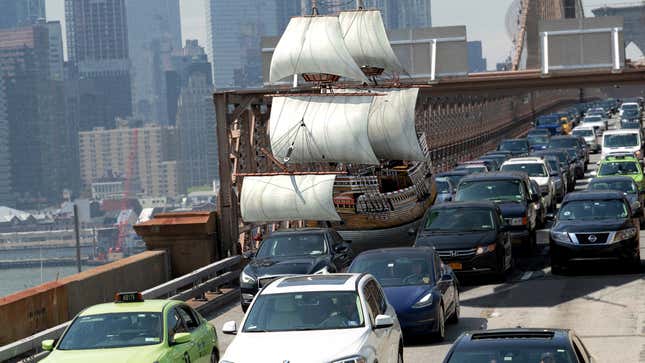 Image for article titled Late-Returning Burning Man Attendee Forced To Drive Fantastical Wooden Ship Straight To Work