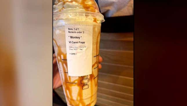 Image for article titled SMFH: Starbucks Employee Suspended After Allegedly Writing &quot;Monkey&quot; As Black Woman&#39;s Name On Cup [UPDATED]