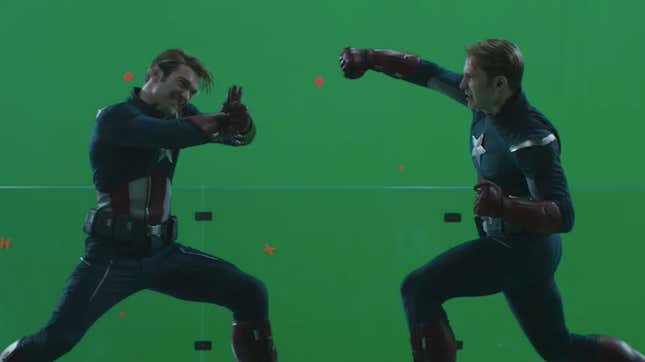 Capitán vs Capitán, aunque el de la izquierda es un doble de Chris Evans.