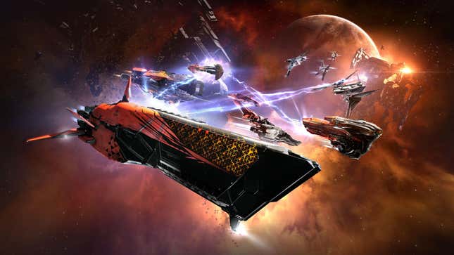 Some ships in EVE Online.