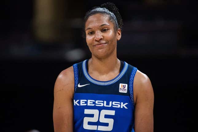 May 19, 2023; Indianapolis, Indiana, USA; Connecticut Sun forward Alyssa Thomas (25) in the second half against the Indiana Fever at Gainbridge Fieldhouse.