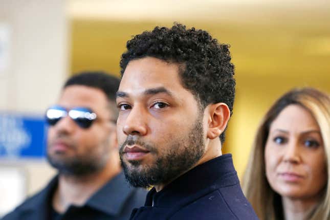 Actor Jussie Smollett after his court appearance at Leighton Courthouse on March 26, 2019 in Chicago, Illinois. This morning in court it was announced that all charges were dropped against the actor. (Photo by Nuccio DiNuzzo/Getty Images)
