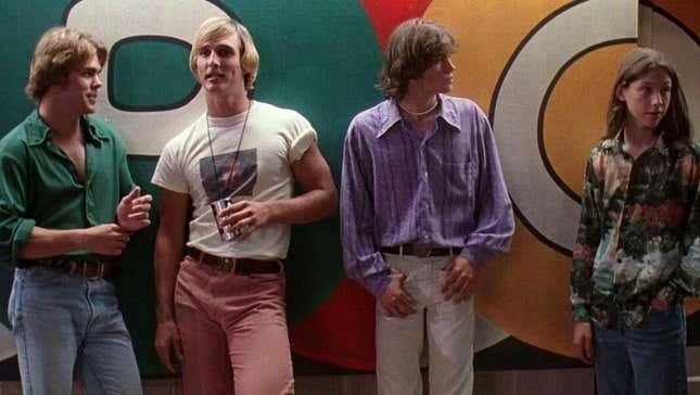 Sasha Jenson, Matthew McConaughey, Jason London, and Wiley Wiggins in Dazed And Confused 