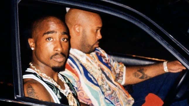 Tupac Shakur sitting in the BMW 750iL he would later be killed in.