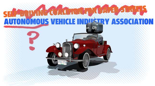 Image for article titled Autonomous Vehicle Industry Association&#39;s New Name Distances It From Tesla and Self-Driving, But It&#39;s Still Wrong