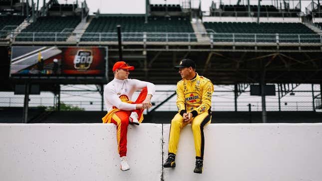 Josef Newgarden and Scott McLaughlin during 2023 Indianapolis 500 Practice
