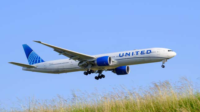 A Boeing 777-300ER (N2749U) from United Airlines is on her way to land in Zaventem airport (Brussels Airport) on June 13; 2023 in Diegem, Belgium.