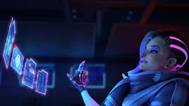Sombra is shown looking through her database.