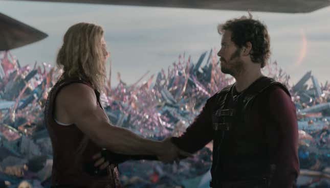 Thor and Star-Lord shaking hands