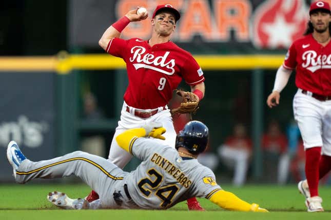 MILWAUKEE, WI - JULY 26: Milwaukee Brewers starting pitcher Freddy Peralta  (51) delivers a pitch during an MLB game against the Cincinnati Reds on  July 26, 2023 at American Family Field in