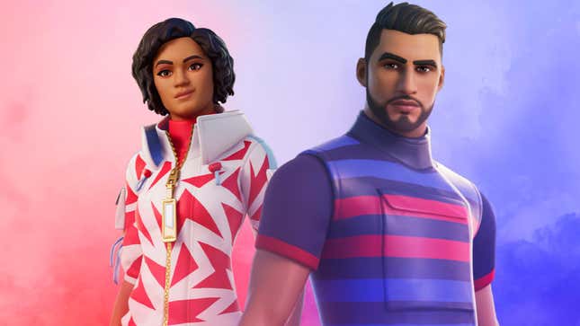 Fortnite characters in their soccer-ish outfits.