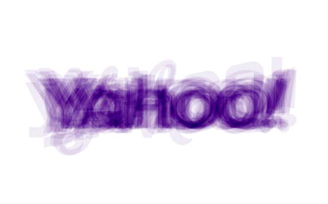 Image for article titled What all of Yahoo’s fake logos look like smushed together
