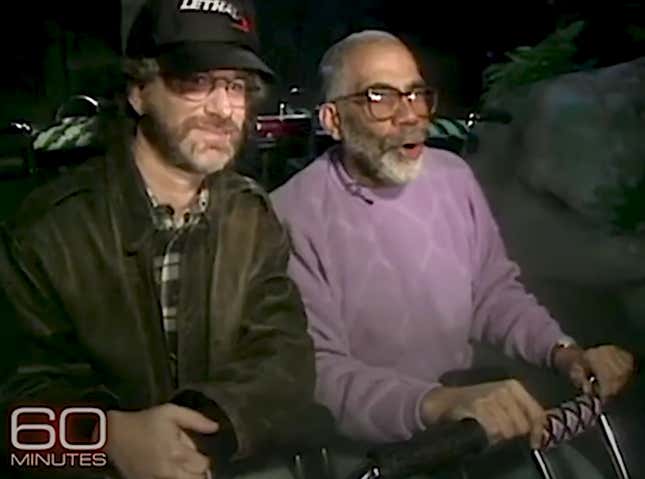 Spielberg rides E.T. Adventure with 60 Minutes Journalist