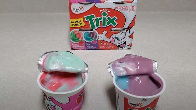 Trix Yogurt containers in two flavors