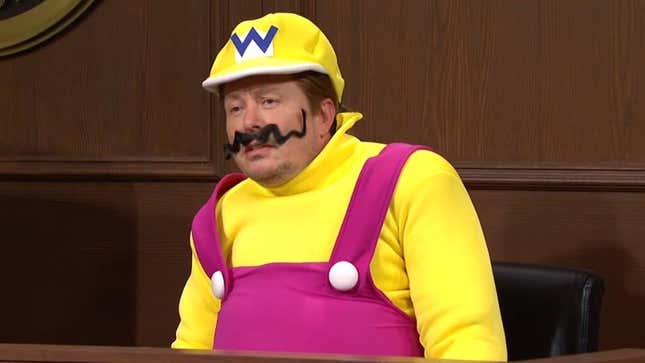 Elon Musk dresses up as Wario in a Saturday Night Live sketch. 