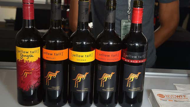 lineup of yellow tail wine