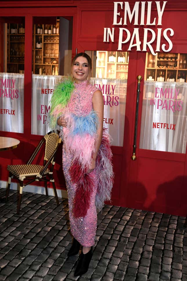 Image for article titled &#39;Emily in Paris&#39; Cast Is Upstaged By Chaotic Guest Outfits at Premiere