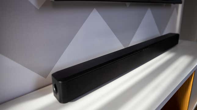 TV soundbar on a mantle