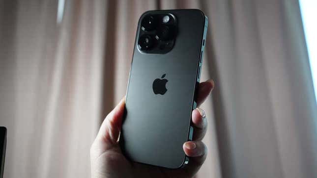 A photo of the smaller iPhone 14 Pro in black 