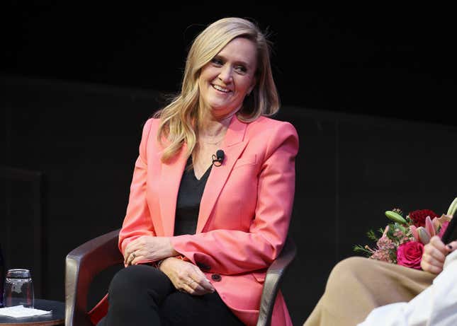 Samantha Bee speaks onstage during the Full Frontal FYC Event Featuring a discussion with Samantha Bee, Creator and Host and Moderated by Lisa Taddeo, #1 New York Times Bestselling Author at Hudson Yards on May 17, 2022 in New York City.