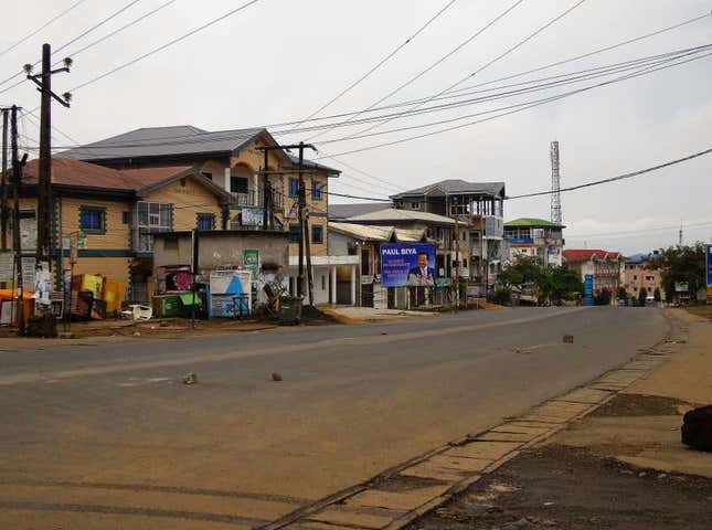 A deserted street in Buea, Cameroon