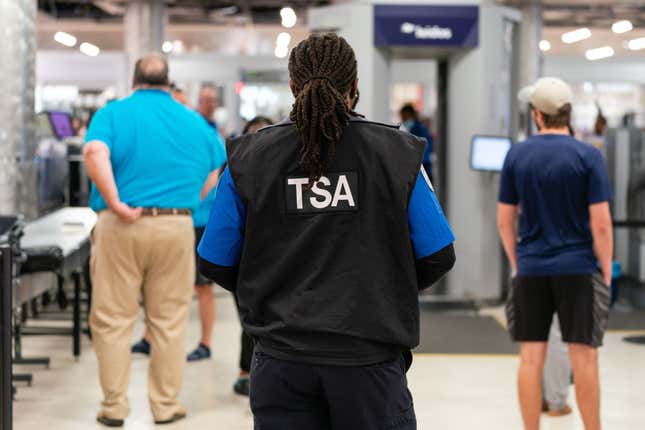 A Transportation Security Administration (TSA) officer at Hartsfield-Jackson Atlanta International Airport (ATL) in Atlanta, Georgia, US, on Monday, Oct. 2, 2023.