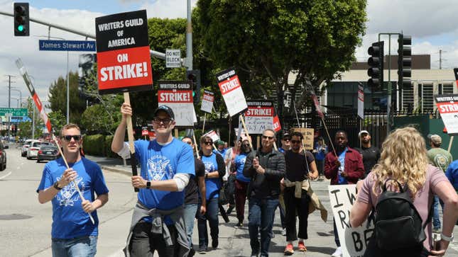 A picket line outside Universal Studios