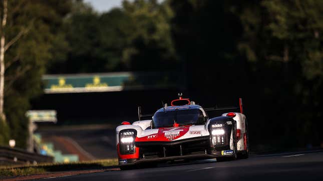 A photo of a Toyota race car at Le Mans. 
